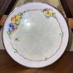 RARE!!   Antique Thomas of Bavaria 6" Bread Plate Pansies Edwardian Era - SIGNED